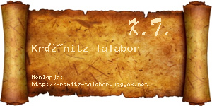 Kránitz Talabor névjegykártya